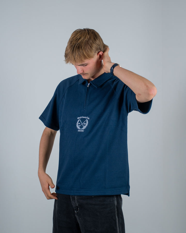 Navy Manly Country Club Zip up Polo