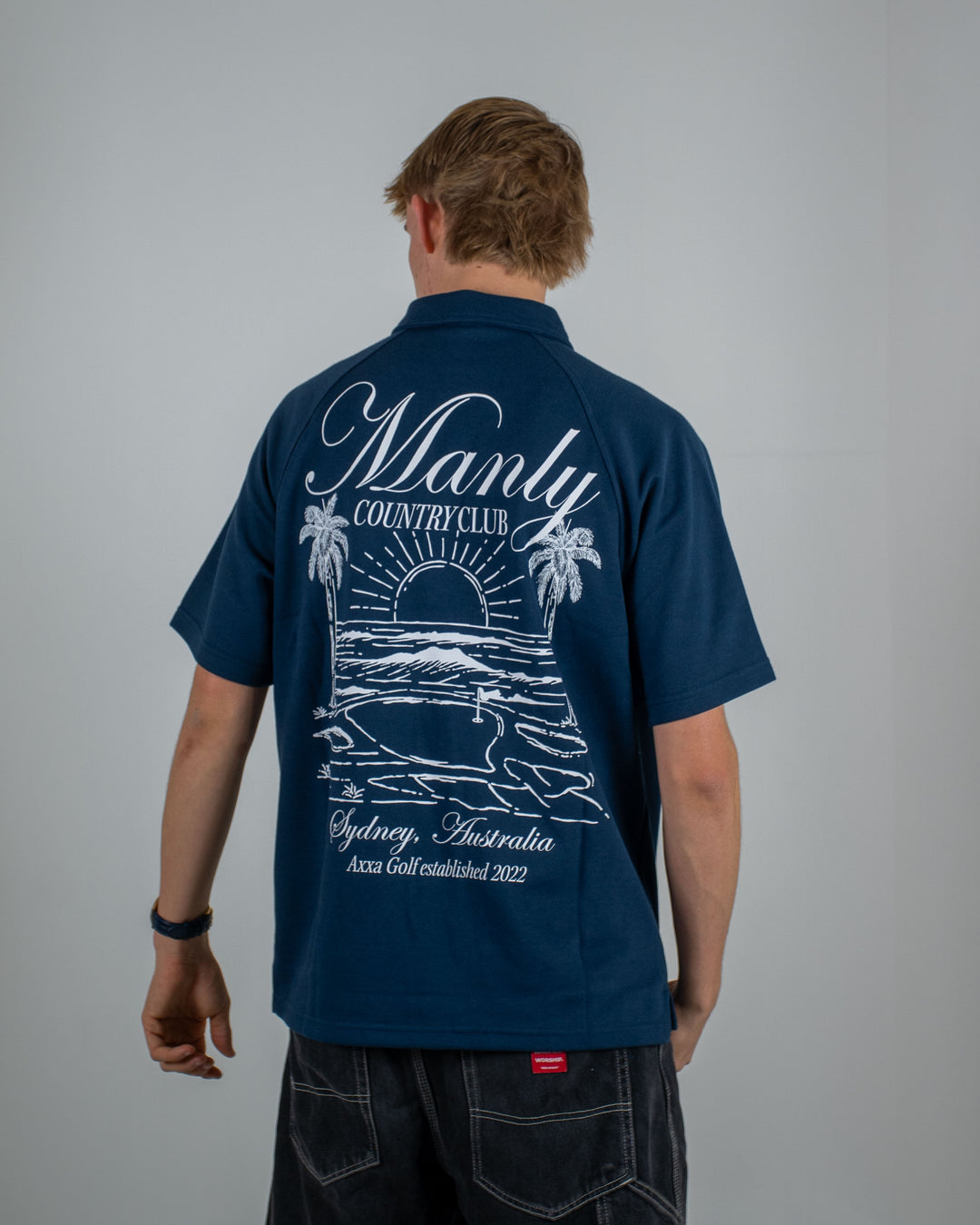 Navy Manly Country Club Zip up Polo